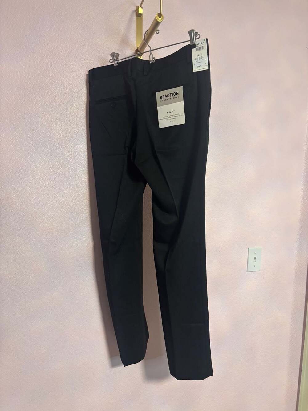 Kenneth Cole Reaction Black Men's Stretch Flex Slim Fit Dress Pants 38 x 32